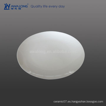 10 pulgadas de tamaño medio de hueso fino China Placa de cerámica blanca llana barata, placa de cena de cerámica blanca